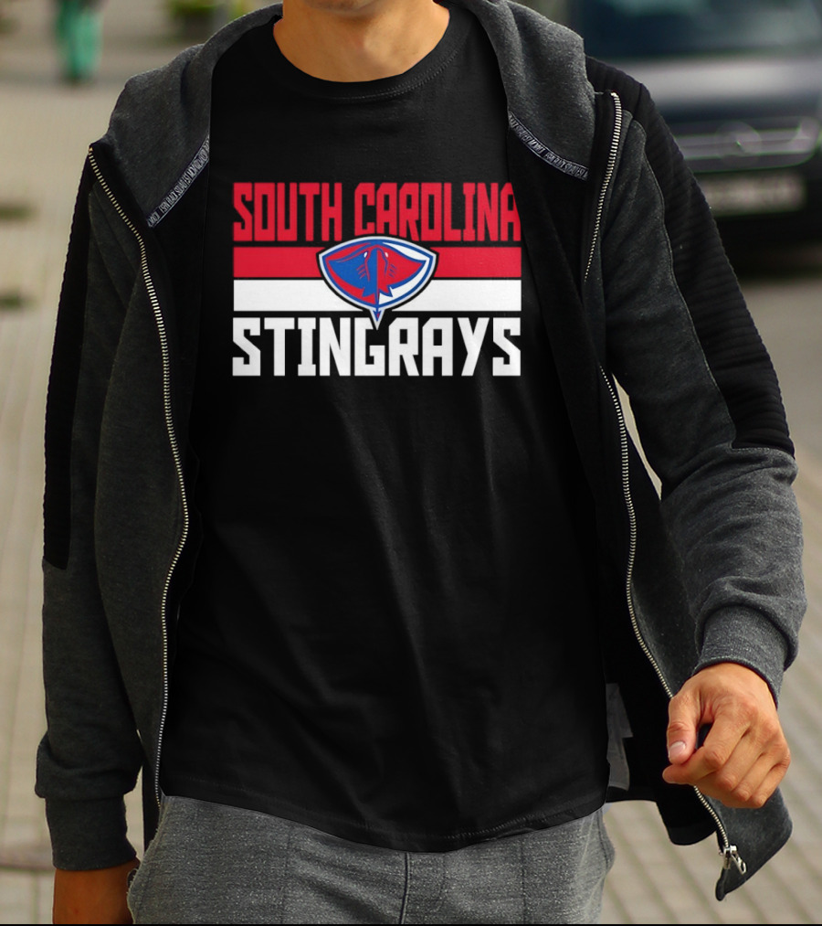 South Carolina Stingrays Hockey Team Logo Bold Red Blue White T-Shirt