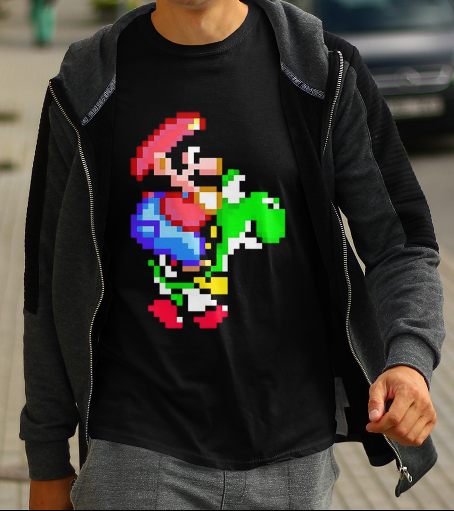 Mario And Yoshi Super Mario World Pixel T-Shirt