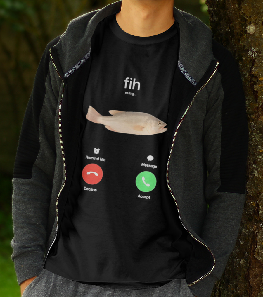 Fish Phone Call Funny User Interface Comedy T-Shirt
