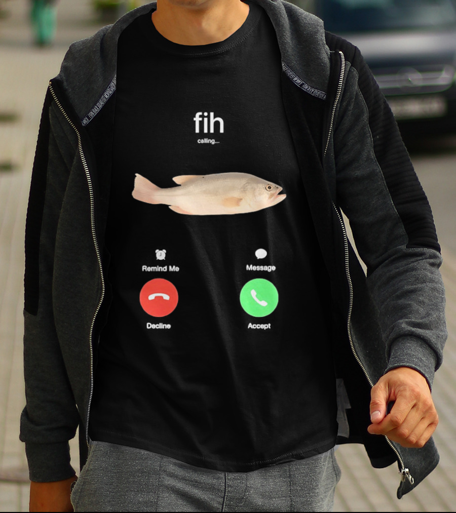 Fish Phone Call Funny User Interface Comedy T-Shirt