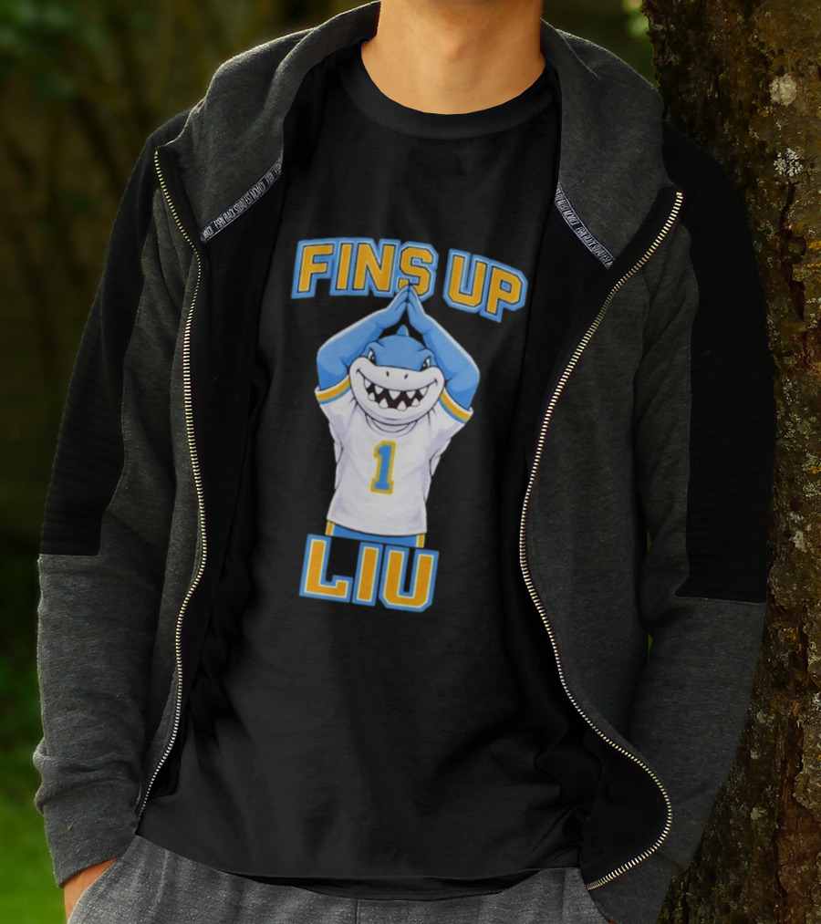 LIU Sharks Fins Up Number 1 Celebration T-Shirt