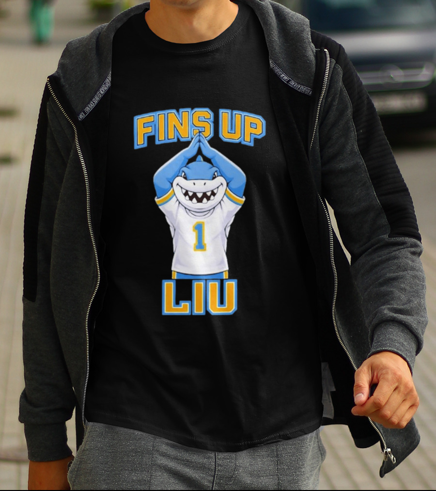 LIU Sharks Fins Up Number 1 Celebration T-Shirt