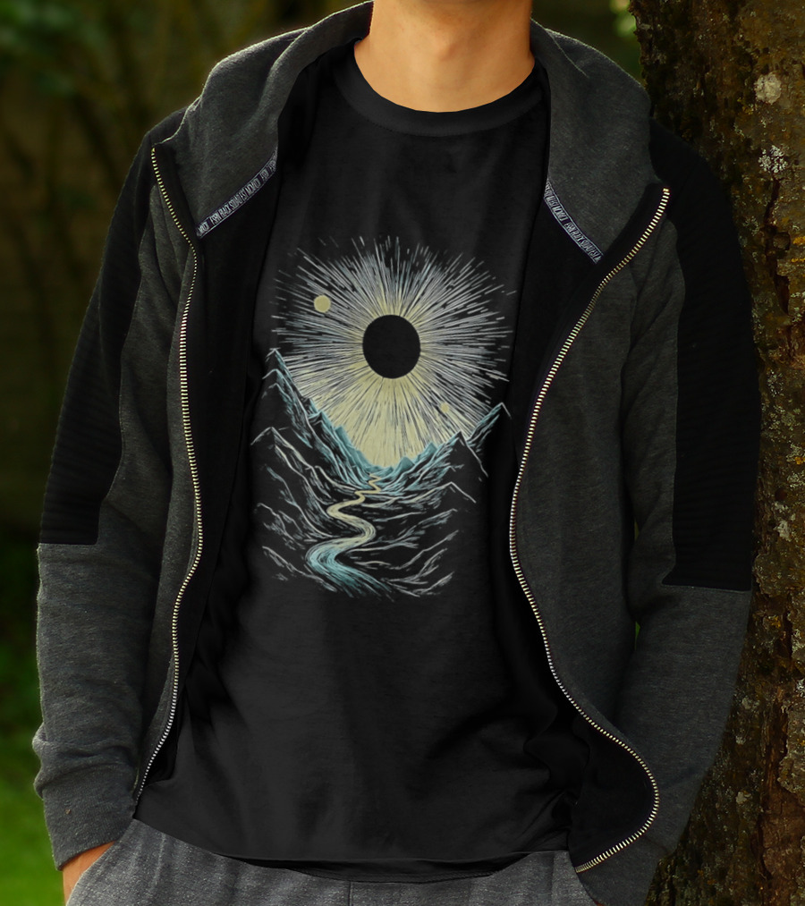 The Moon Illuminating A Scenic Valley And River Landscape T-Shirt