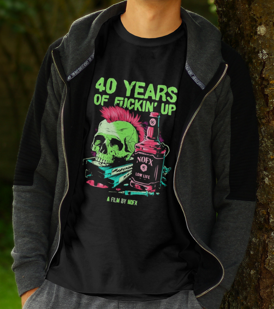 40 Years Of Fuckin' Up NOFX Bottle Skull A Film By NOFX T-Shirt