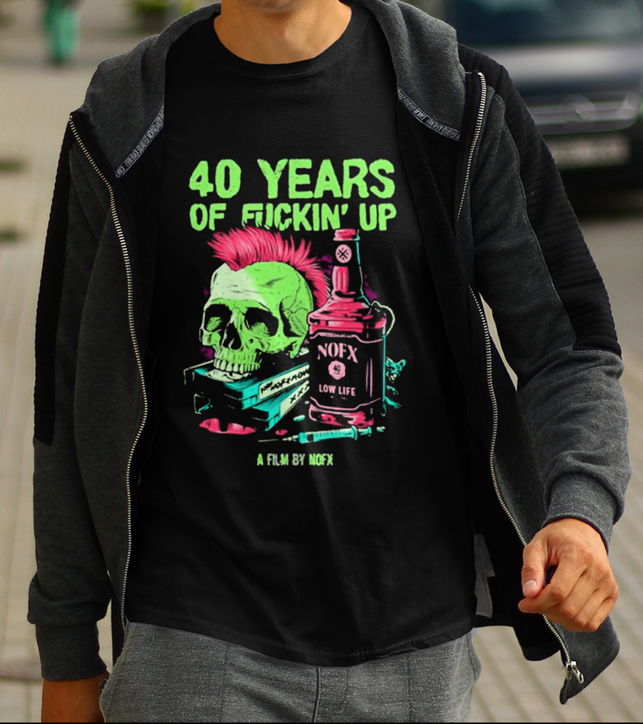40 Years Of Fuckin' Up NOFX Bottle Skull A Film By NOFX T-Shirt