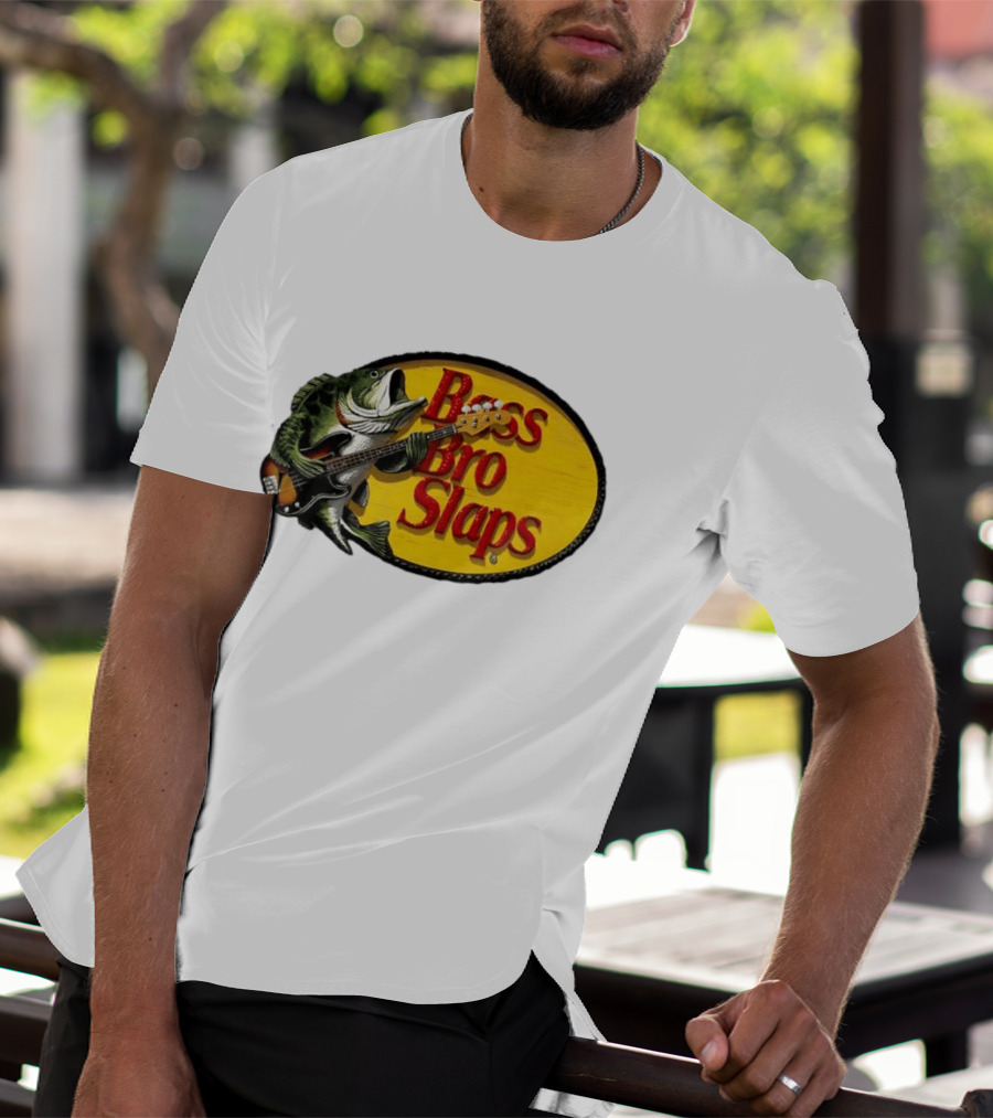 Bass Bro Slaps Fish Playing Electric Guitar T-Shirt