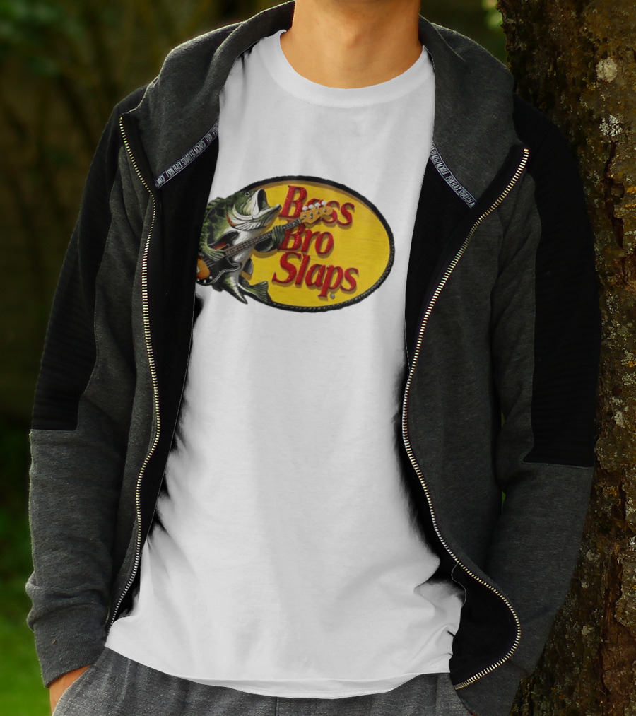Bass Bro Slaps Fish Playing Electric Guitar T-Shirt