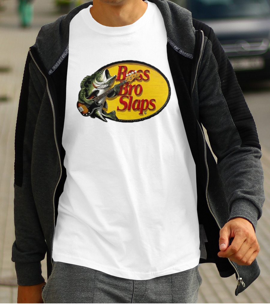 Bass Bro Slaps Fish Playing Electric Guitar T-Shirt