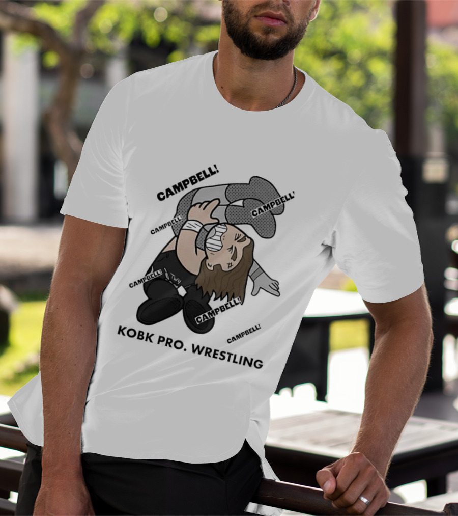Campbell Kobk Pro Wrestling Black Gloved Wrestler Pinning Move T-Shirt