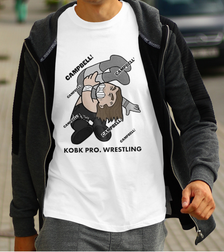 Campbell Kobk Pro Wrestling Black Gloved Wrestler Pinning Move T-Shirt