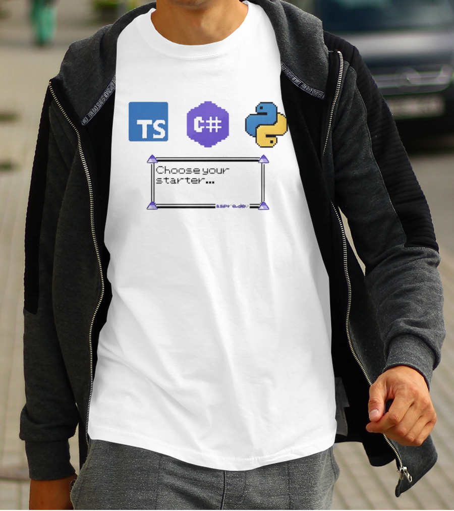 Choose Your Starter TS C# Python Pixel T-Shirt