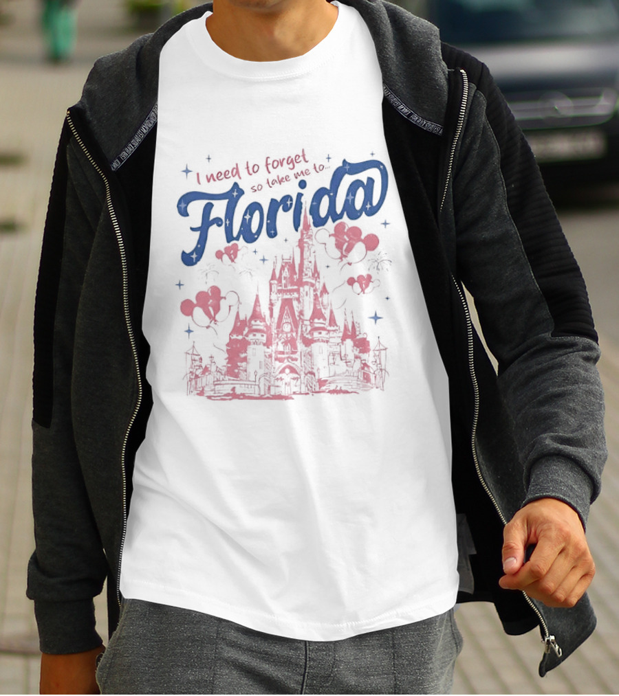 I Need To Forget So Take Me To Florida With Castle And Hearts T-Shirt