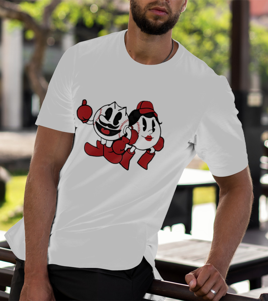 Cincinnati Reds Mr And Ms Baseball Cartoon T-Shirt
