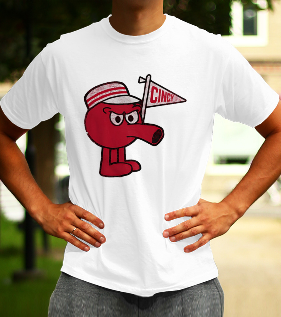 Redbert Cincinnati Reds Queen City Cincy Flag 8 Bit T-Shirt
