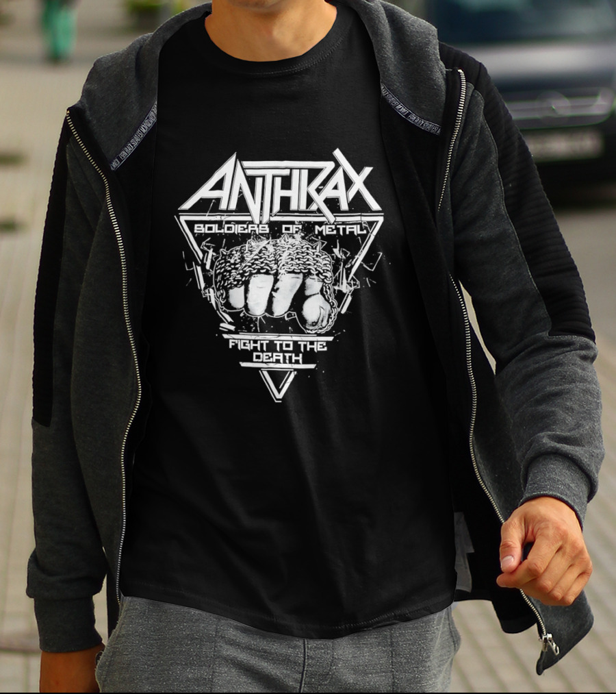 Anthrax Soldier Of Metal Fight To The Death Logo Clenched Fist Triangular T-Shirt