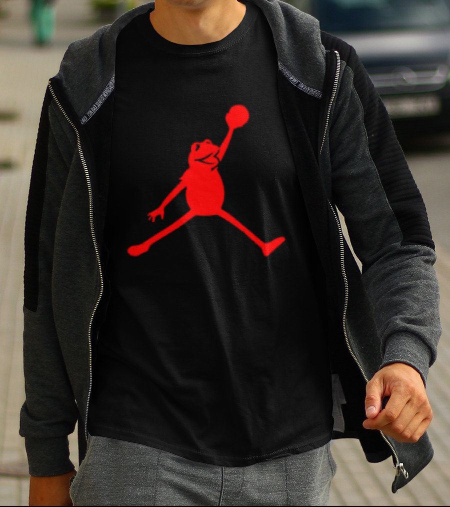 Jordan Frogs Jump Dunkman Kermit Parody Red T-Shirt