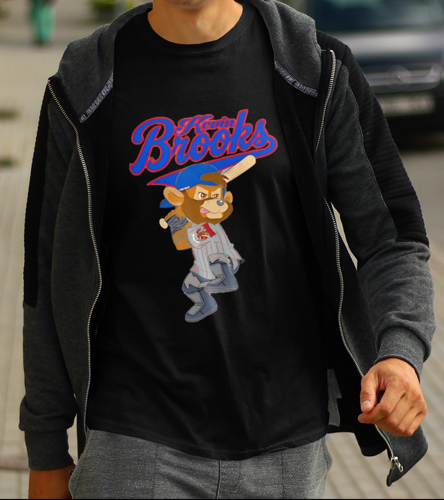 Kevin Brooks Cartoon Baseball Character With Bat And Jersey T-Shirt