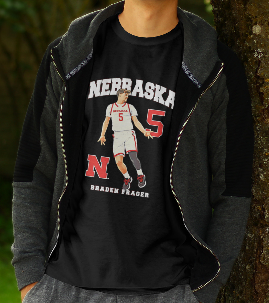 Braden Frager Nebraska Cornhuskers Basketball Number 5 N T-Shirt