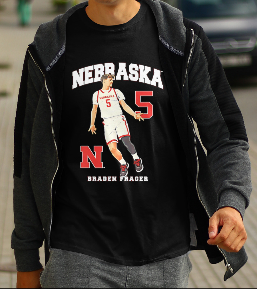 Braden Frager Nebraska Cornhuskers Basketball Number 5 N T-Shirt