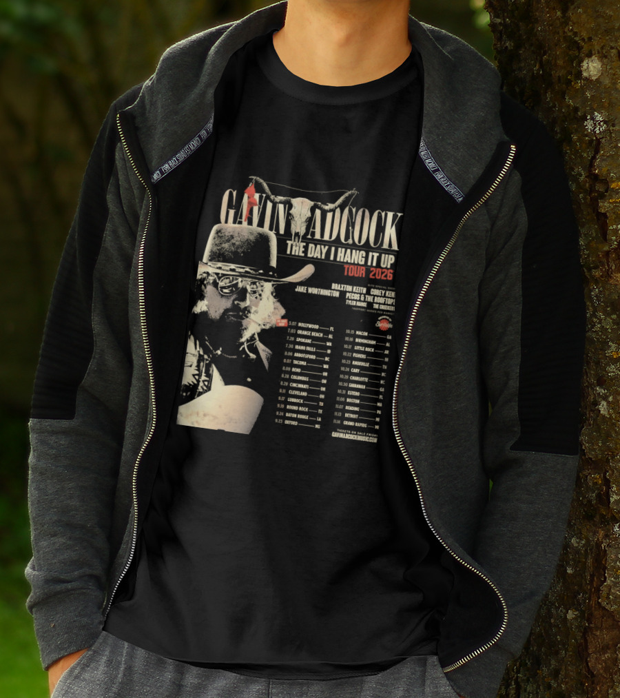 Gavin Adcock Tour Dates 2026 The Day I Hang It Up Cowboy Hat And Bull Skull T-Shirt