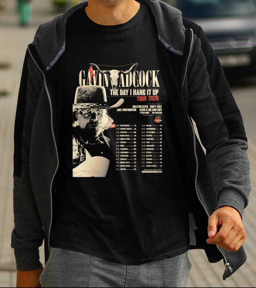 Gavin Adcock Tour Dates 2026 The Day I Hang It Up Cowboy Hat And Bull Skull T-Shirt