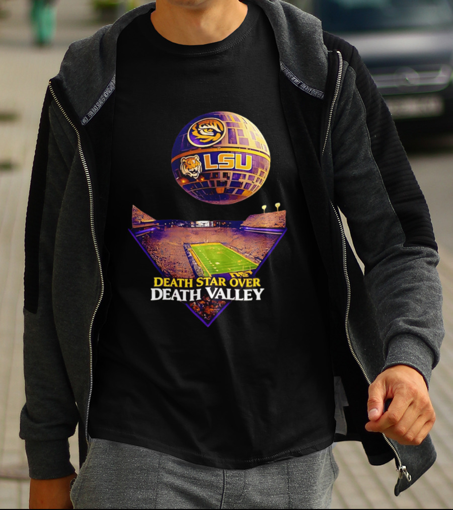 LSU Tigers Death Star Over Death Valley Stadium LSU T-Shirt