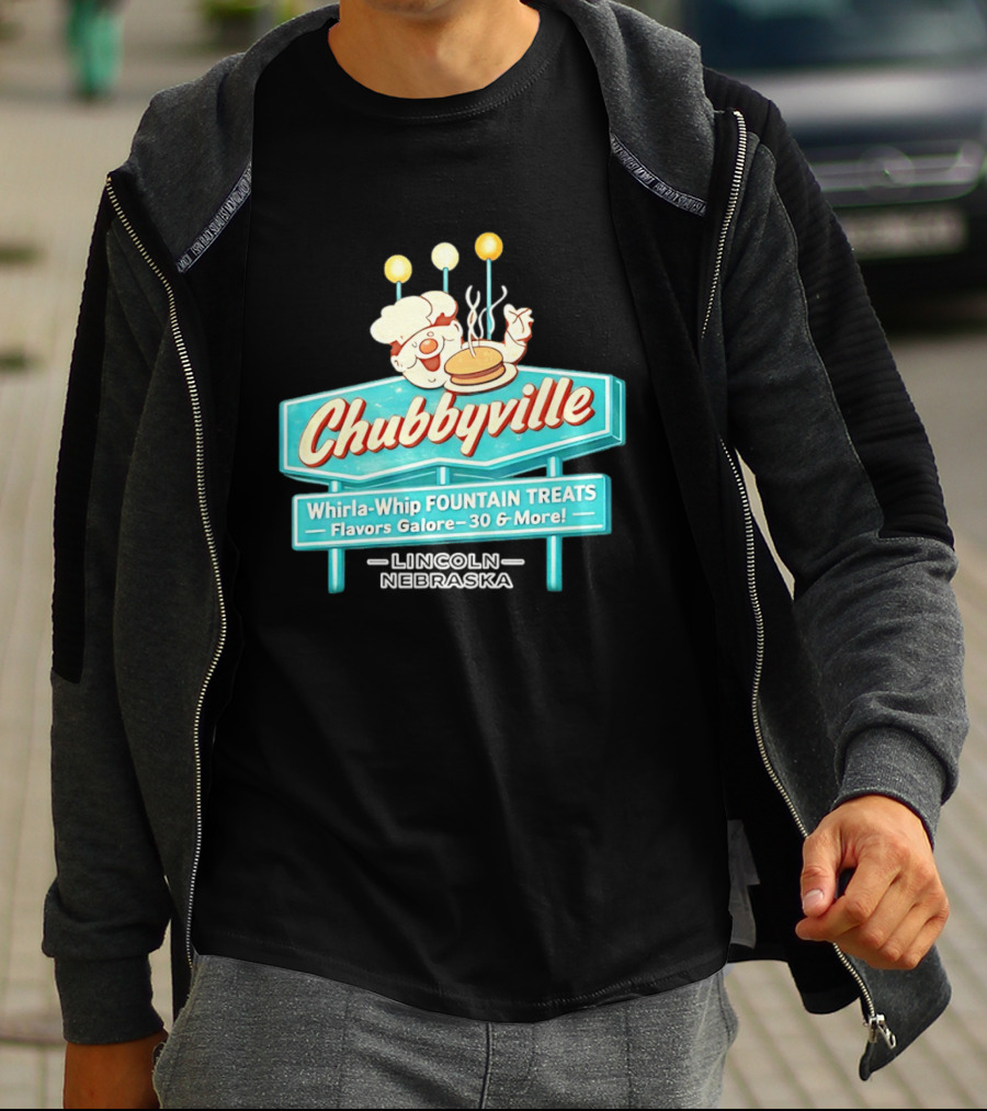 Chubbyville Whirla Whip Fountain Treats Flavors Galore 30 & More Lincoln Nebraska T-Shirt