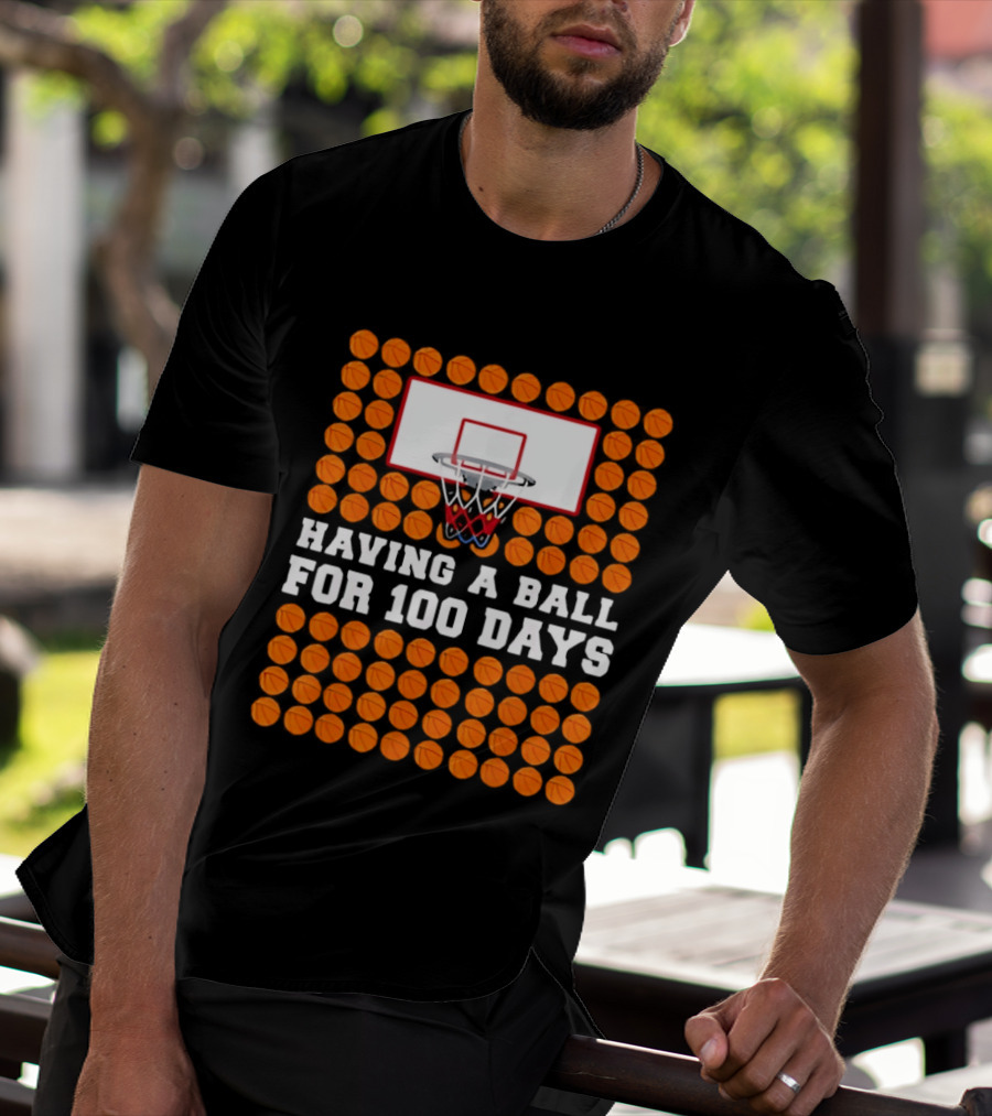 100 Days Of School Basketball Fun 100th Day Balls T-Shirt