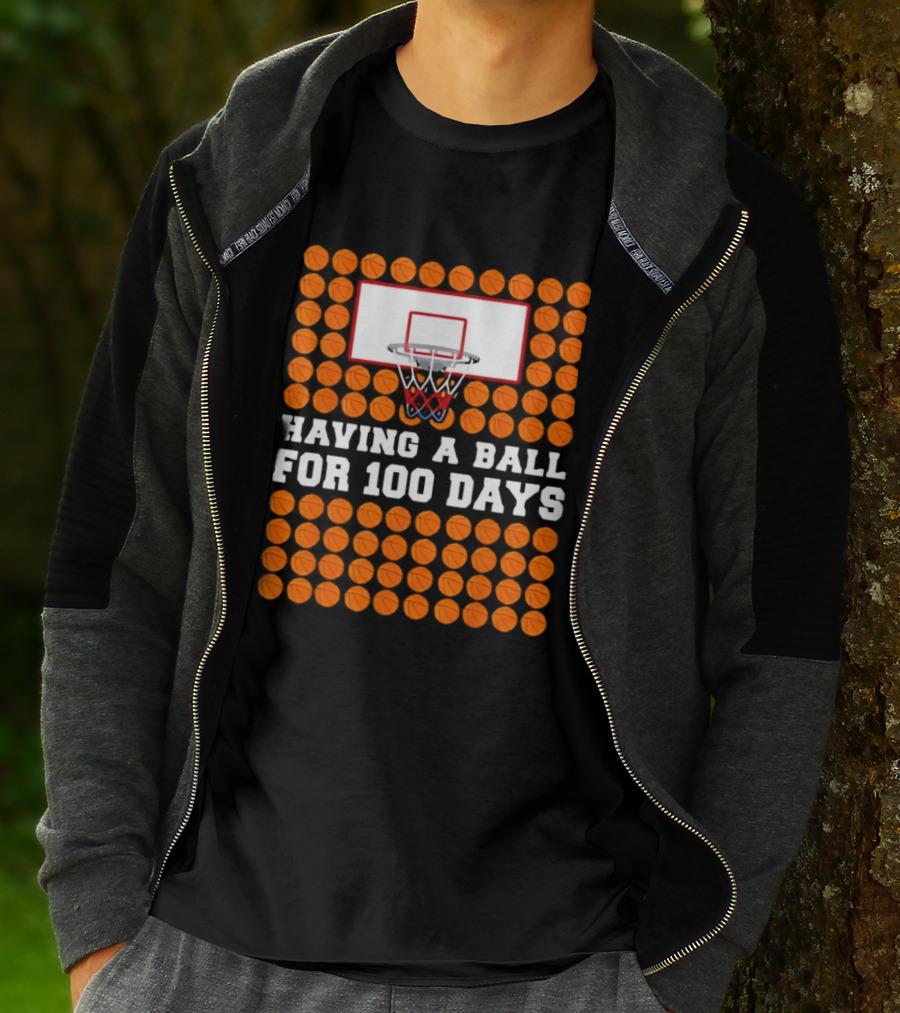 100 Days Of School Basketball Fun 100th Day Balls T-Shirt
