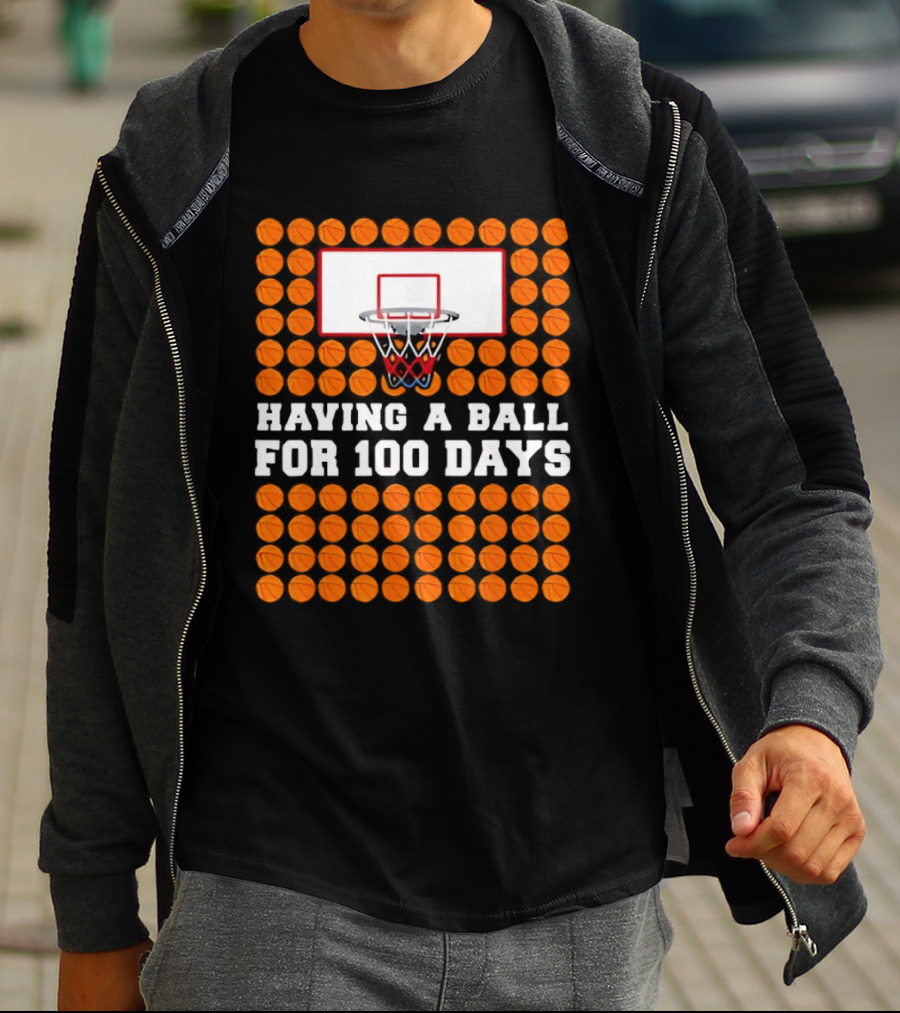 100 Days Of School Basketball Fun 100th Day Balls T-Shirt