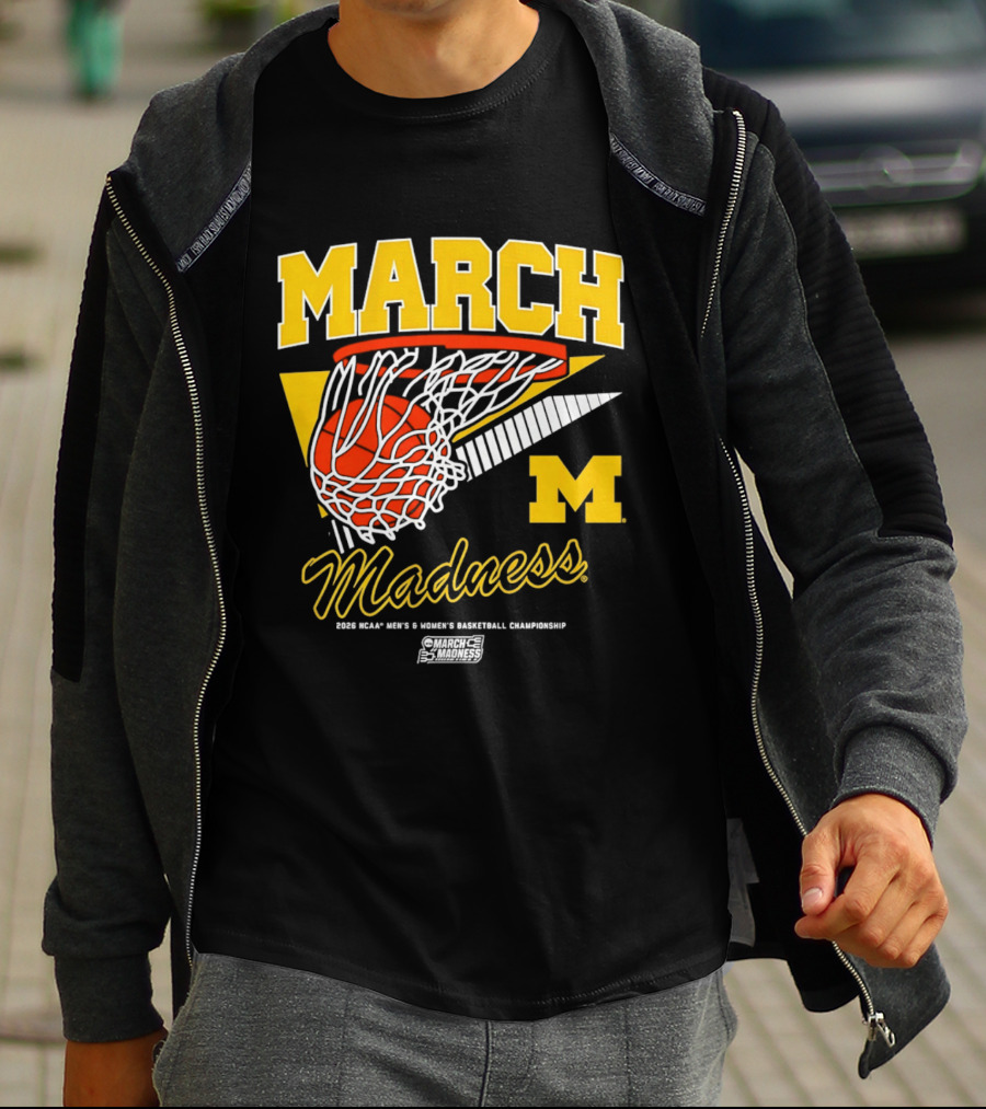 Michigan Wolverines March Madness MBB & WBB 2026 Basketball Championship Swish T-Shirt