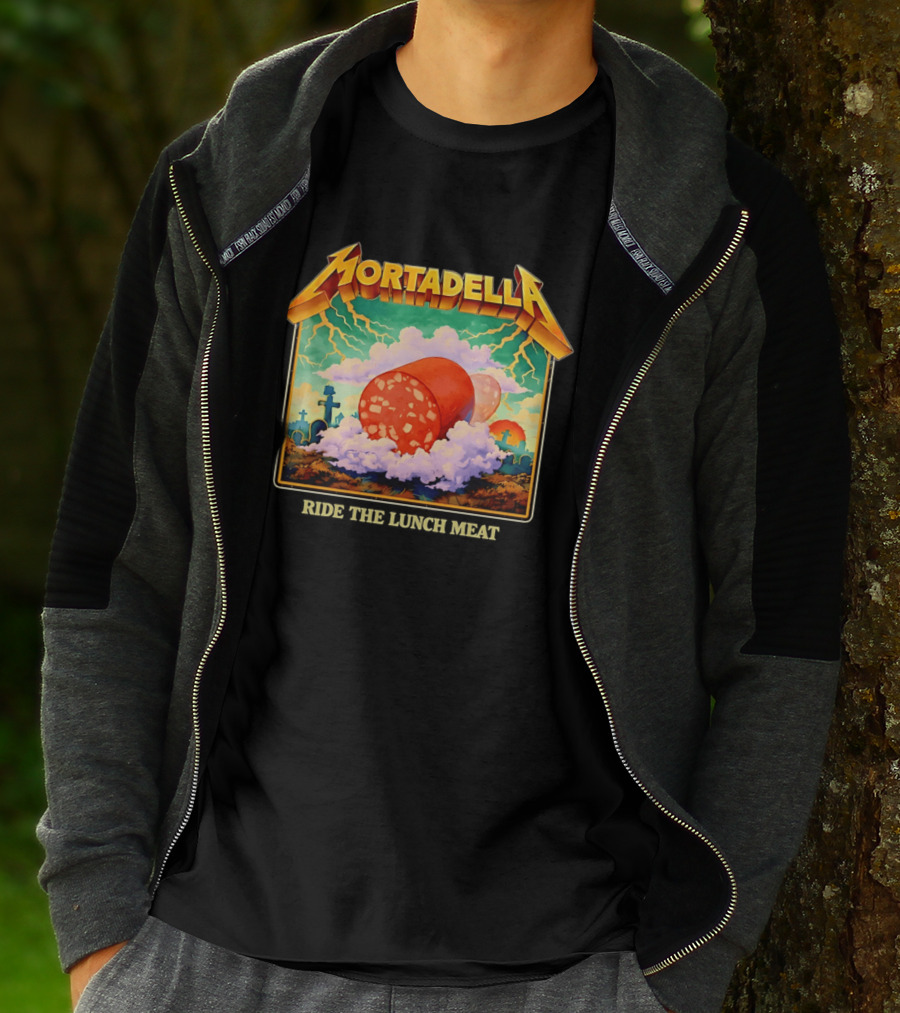 Mortadella Ride The Lunch Meat Clouds And Lightning Adventure T-Shirt