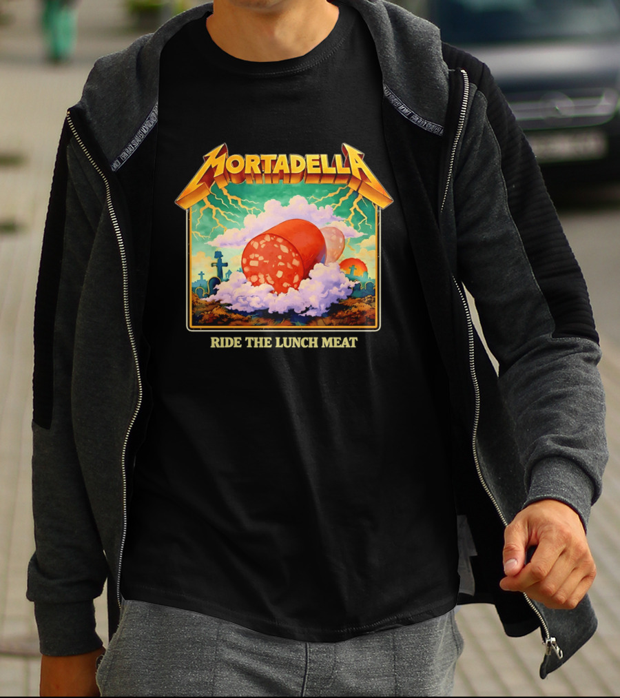 Mortadella Ride The Lunch Meat Clouds And Lightning Adventure T-Shirt