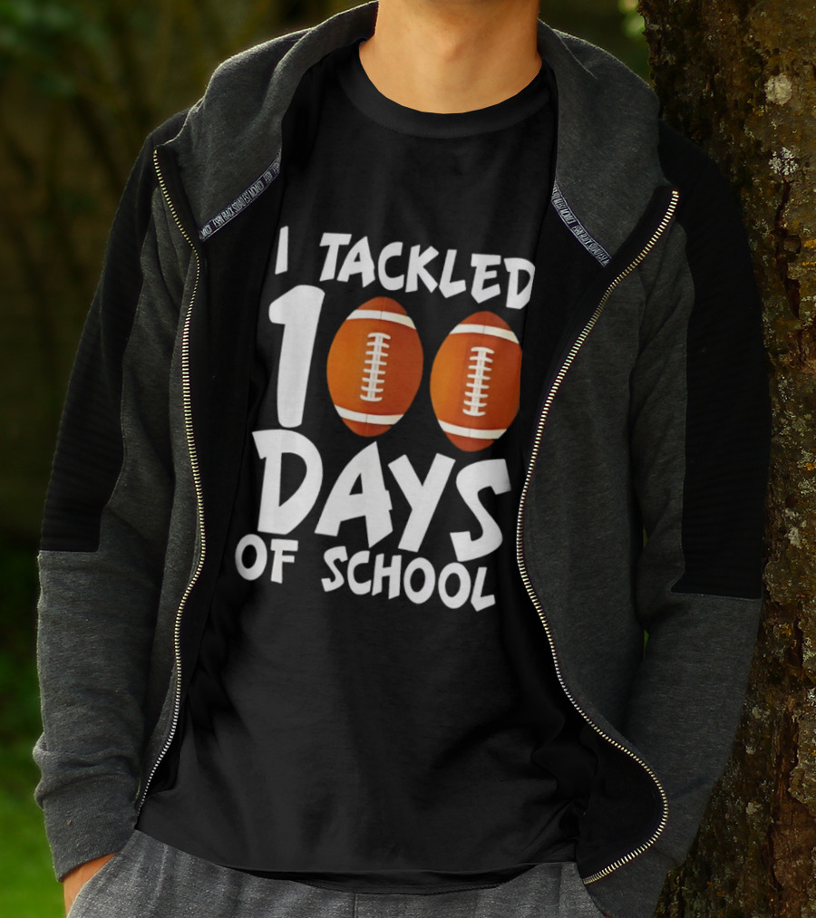 I Tackled 100 Days Of School Football Balls T-Shirt