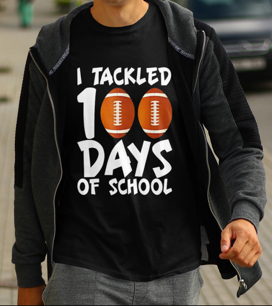 I Tackled 100 Days Of School Football Balls T-Shirt