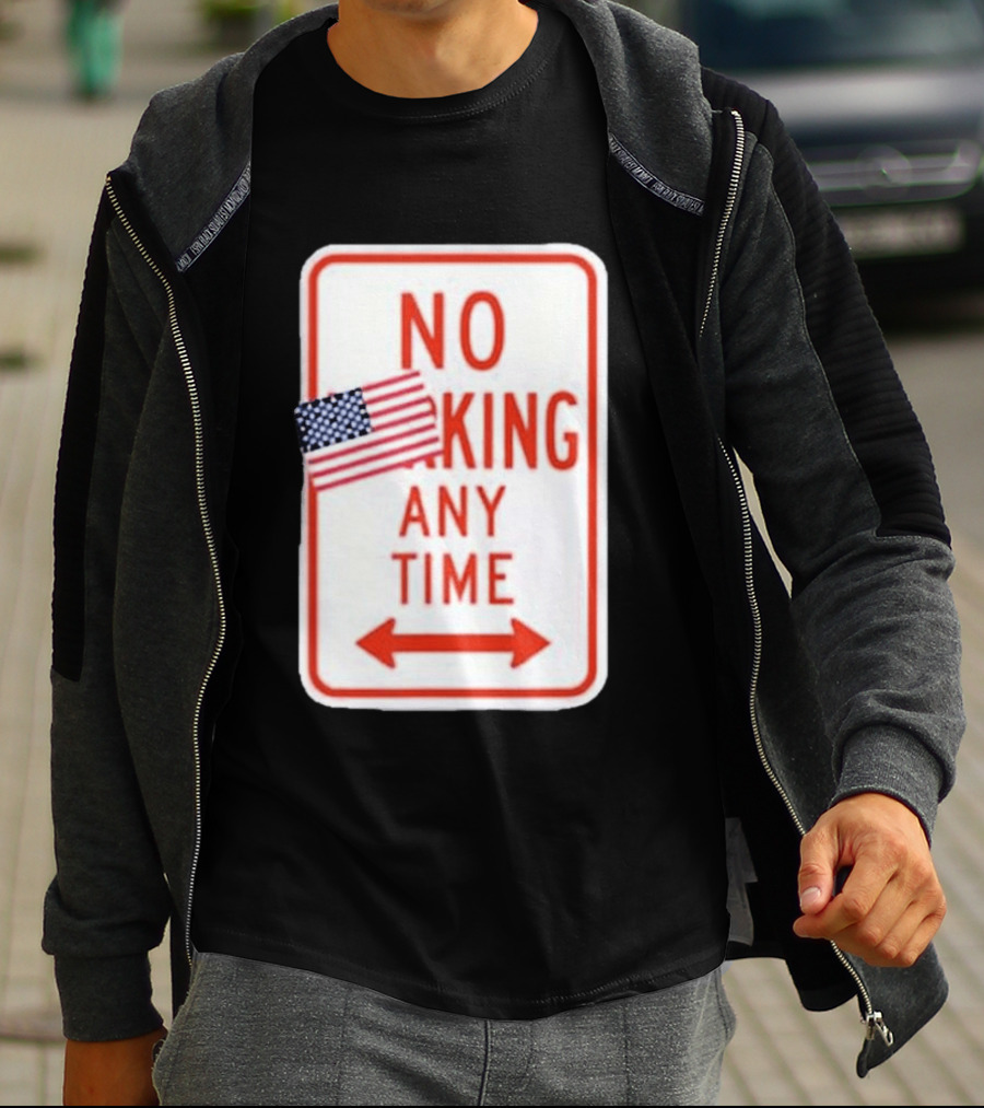 No King Any Time American Flag Parody Sign T-Shirt