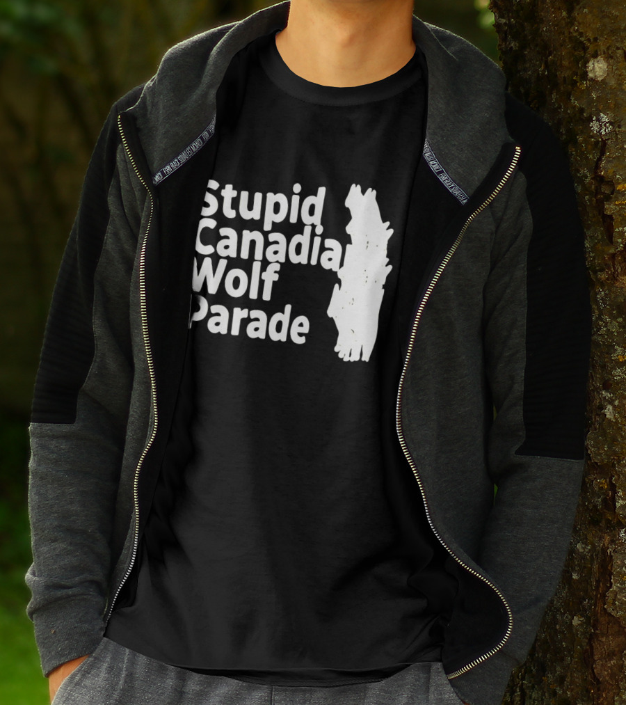 Stupid Candia Wolf Parade White Text With Wolf T-Shirt