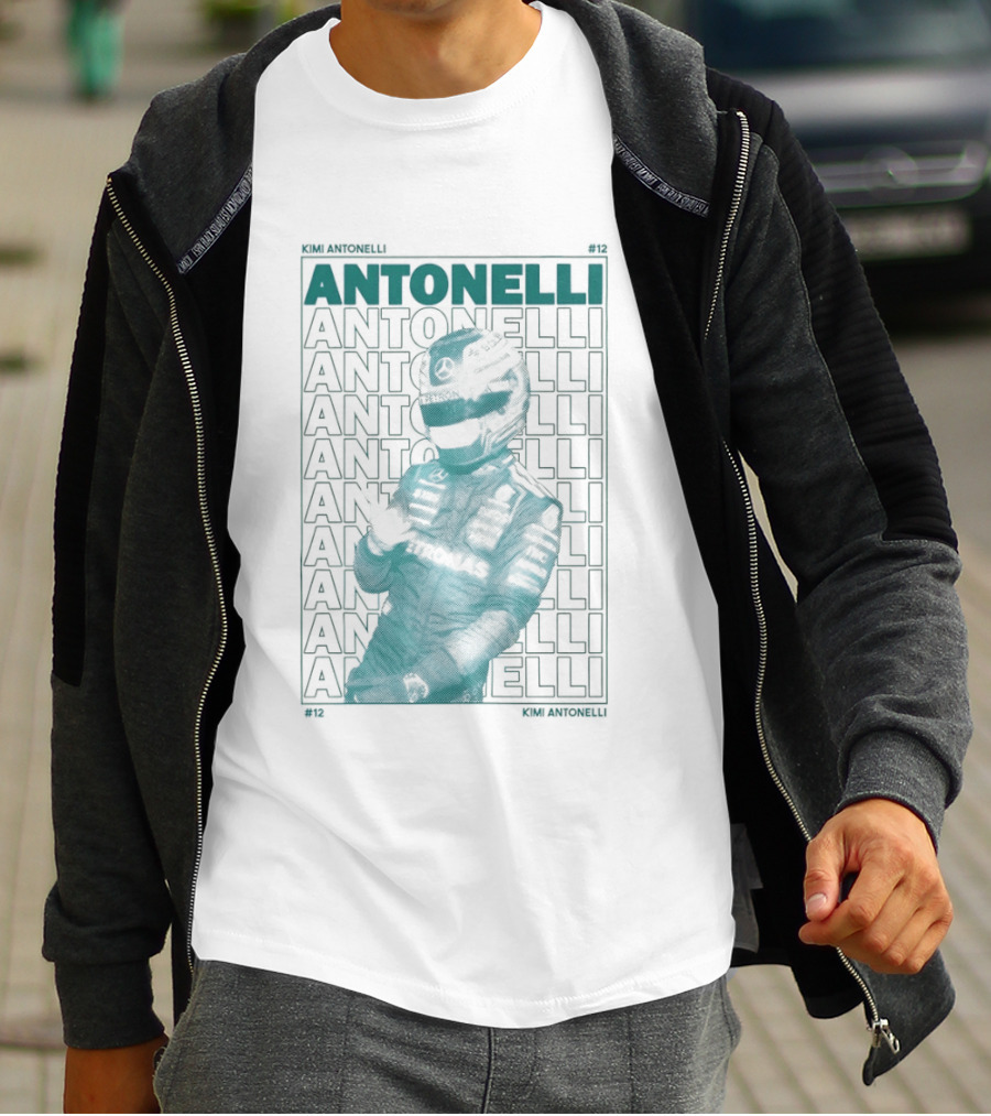 Kimi Antonelli 12 Motorsport Formula One Racing Signature Racer Print T-Shirt