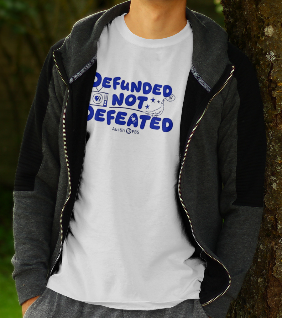Defunded Not Defeated Austin PBS Vintage Television And Bird T-Shirt