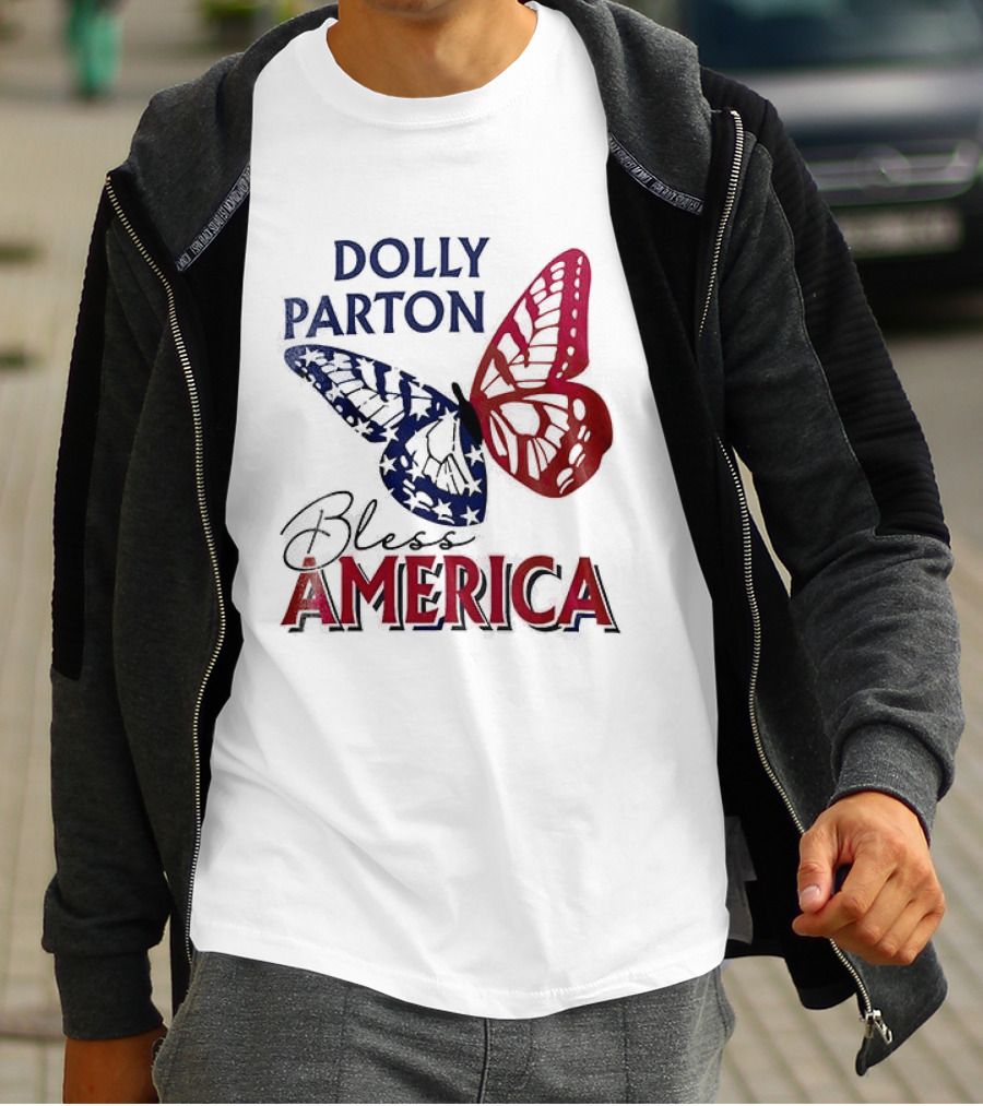 Dolly Parton Bless America Patriotic Butterfly Team USA 250th Anniversary T-Shirt