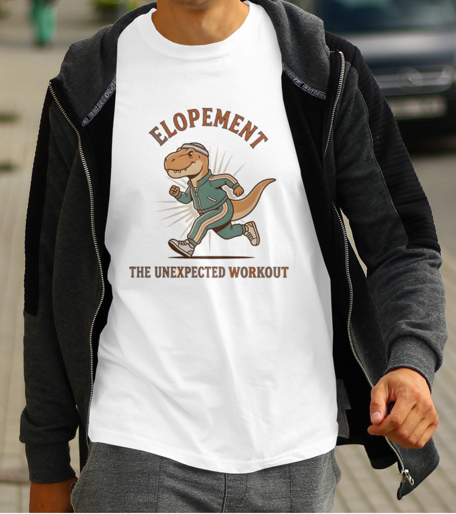 Elopement The Unexpected Workout Dinosaur Running Awareness Of Autism T-Shirt