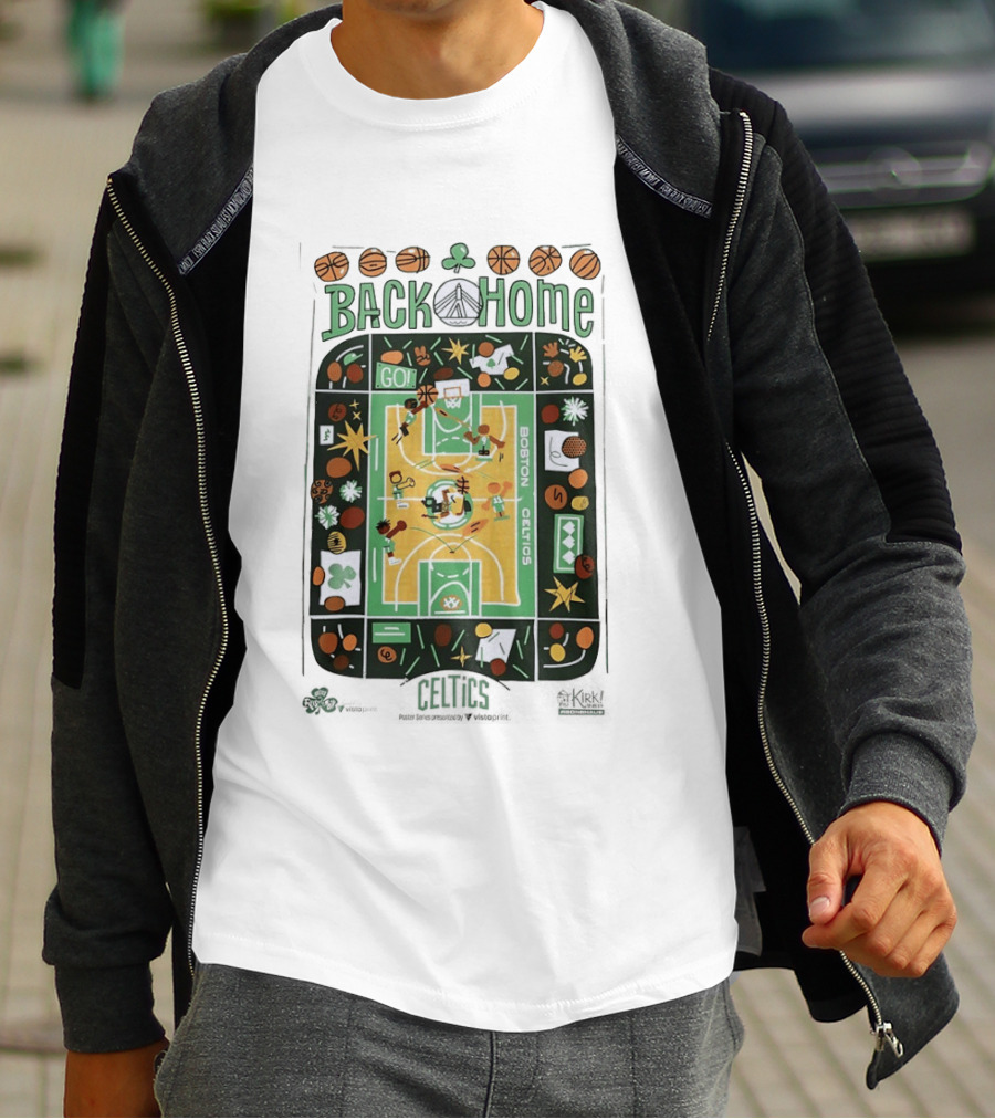 Back Home Boston Celtics Basketball Court With Go Team Spirit T-Shirt
