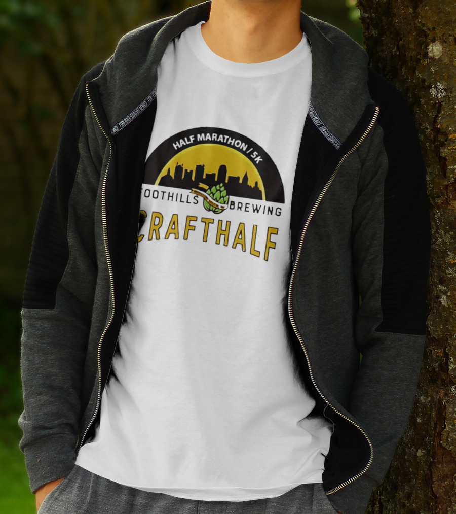 Foothills Brewing CrafHalf Half Marathon 5K City Skyline T-Shirt