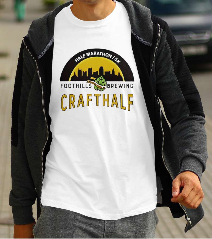 Foothills Brewing CrafHalf Half Marathon 5K City Skyline T-Shirt
