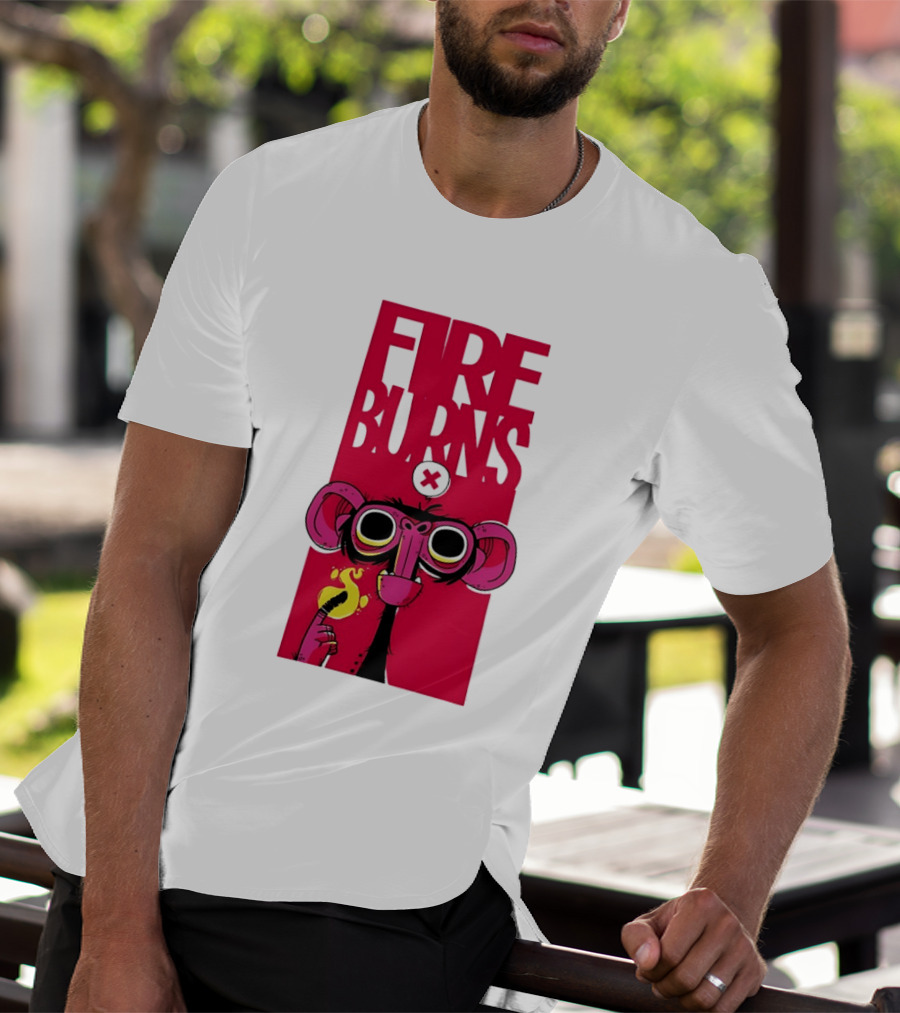 FIre Burns Monkey With Burning Hand T-Shirt