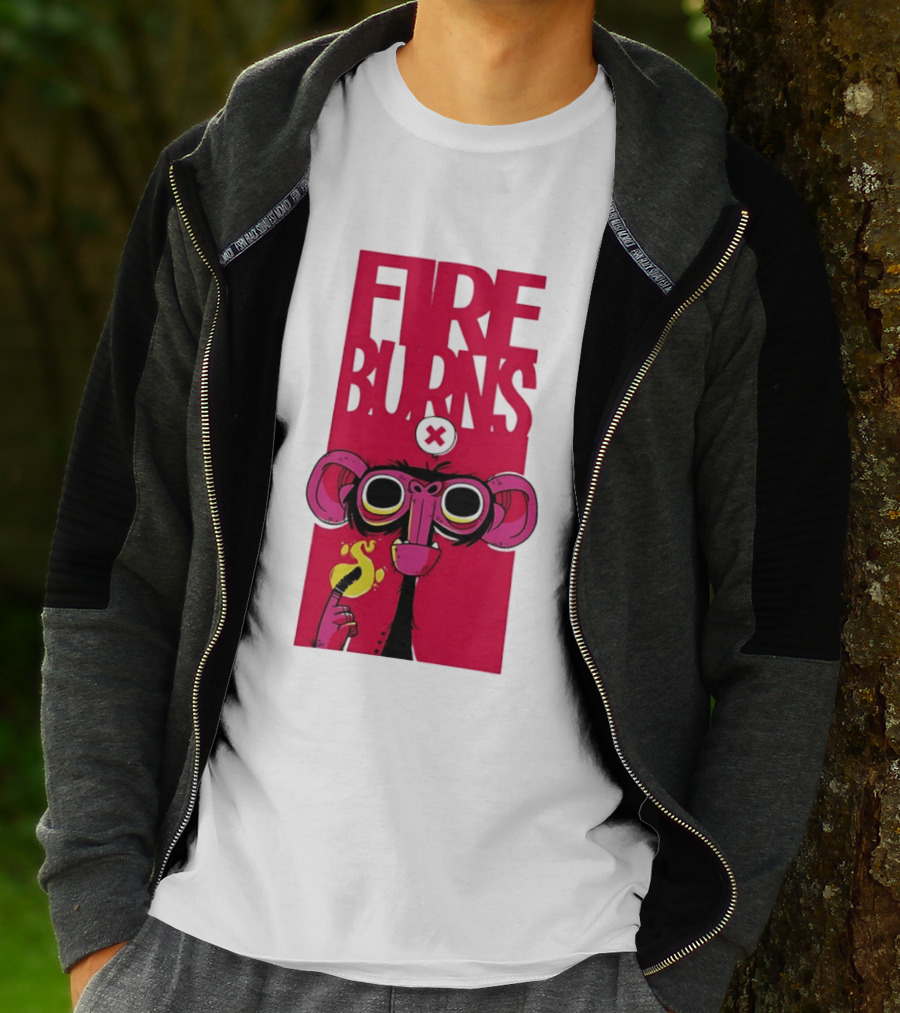 FIre Burns Monkey With Burning Hand T-Shirt