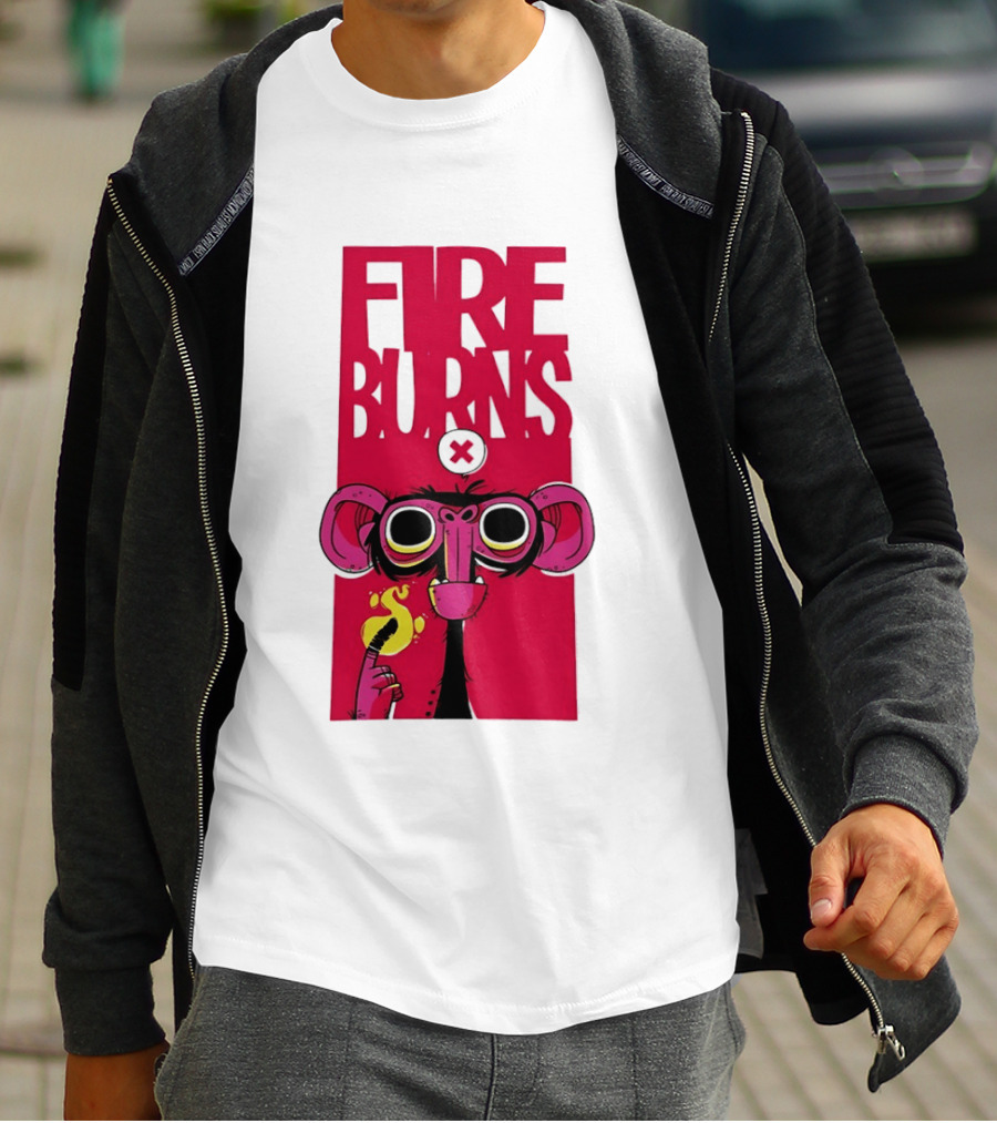 FIre Burns Monkey With Burning Hand T-Shirt