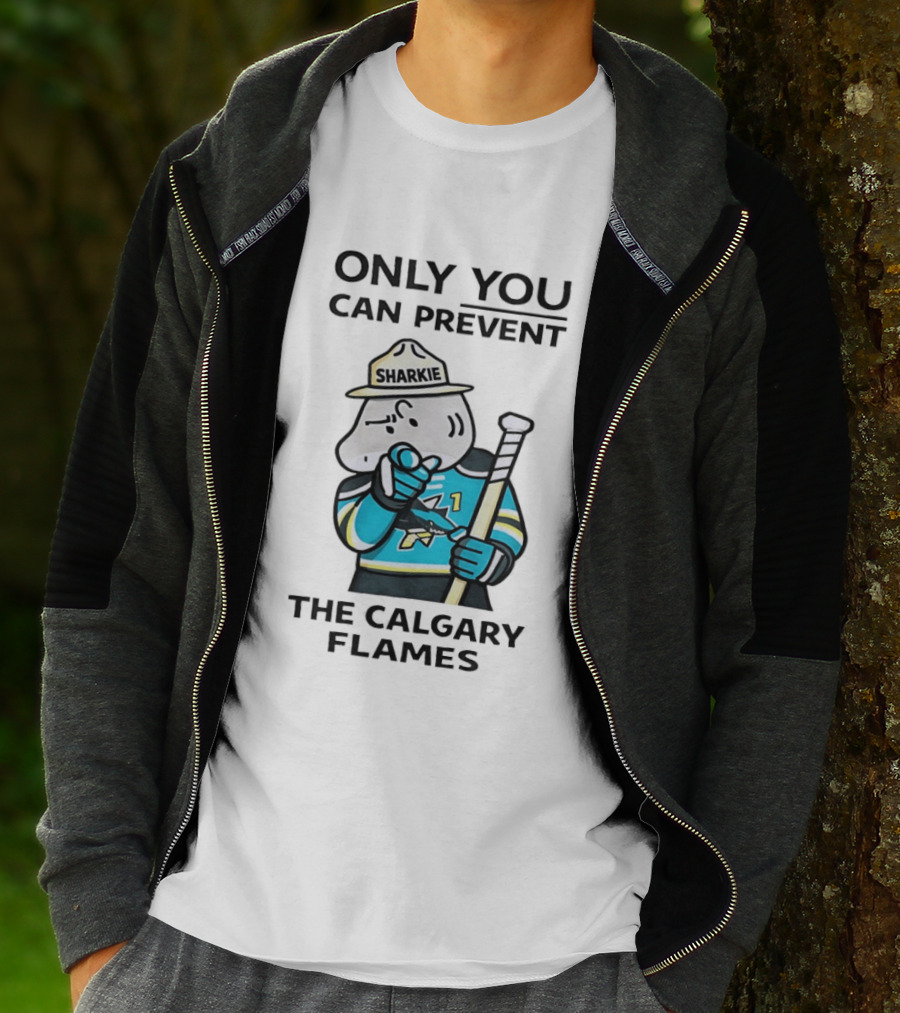 San Jose Sharks Sharkie Only You Can Prevent The Calgary Flames T-Shirt