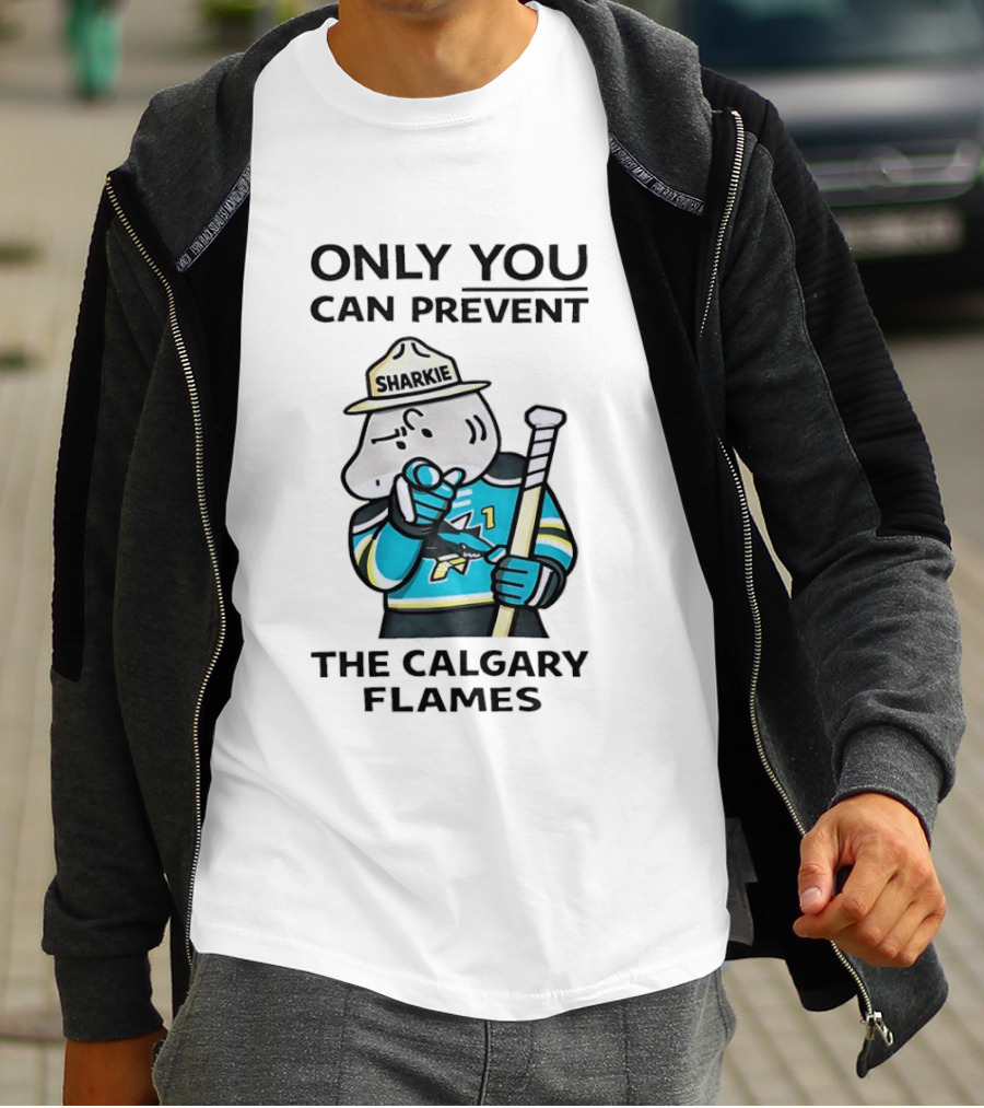 San Jose Sharks Sharkie Only You Can Prevent The Calgary Flames T-Shirt