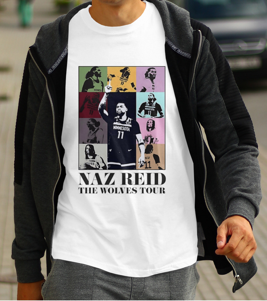 Minnesota Timberwolves Naz Reid Wolves Tour Montage T-Shirt